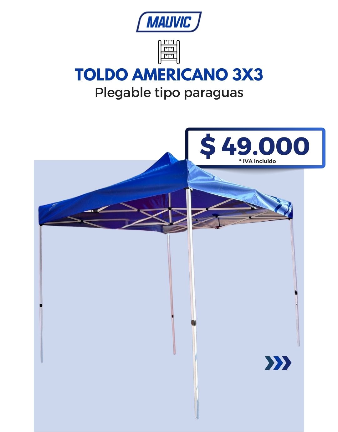 Toldo plegable americano 3x3 | color azul - Imagen 9