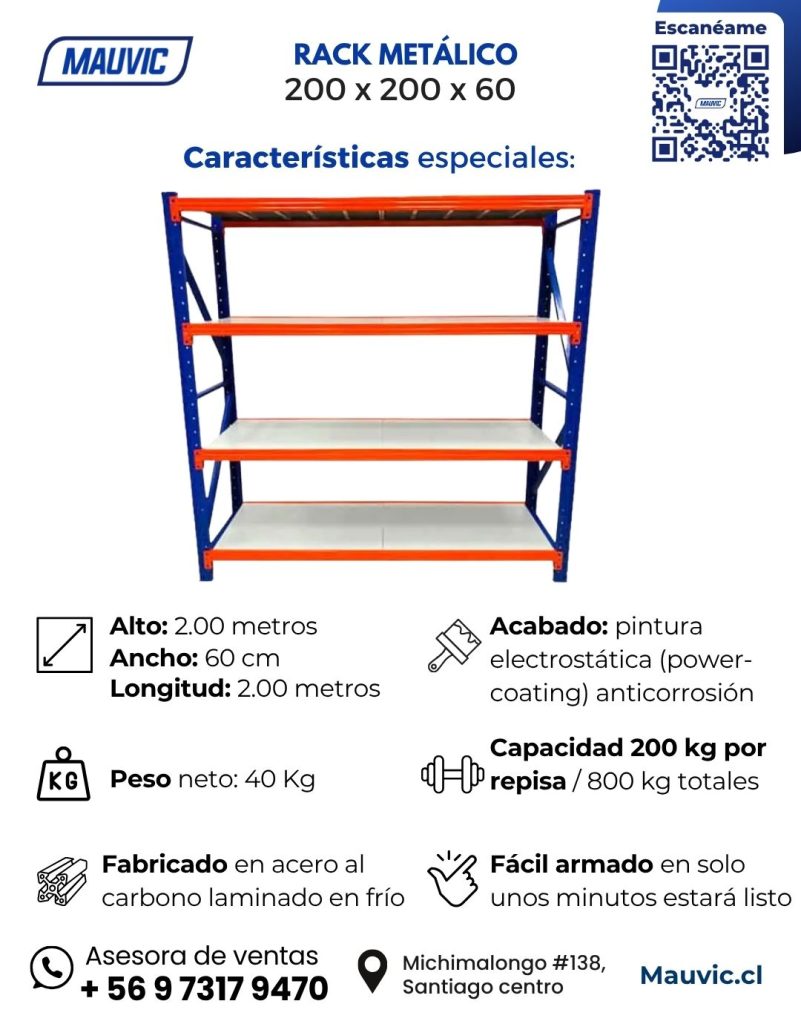 Vector Rack Metalico Rack Metálico 200 x 200 x 60 | Naranjo, azul y blanco 800 kilos ...